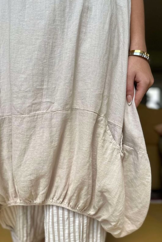 Made in Italy Noa Linen Blend Cocoon Dress Vintage Cream /19 =